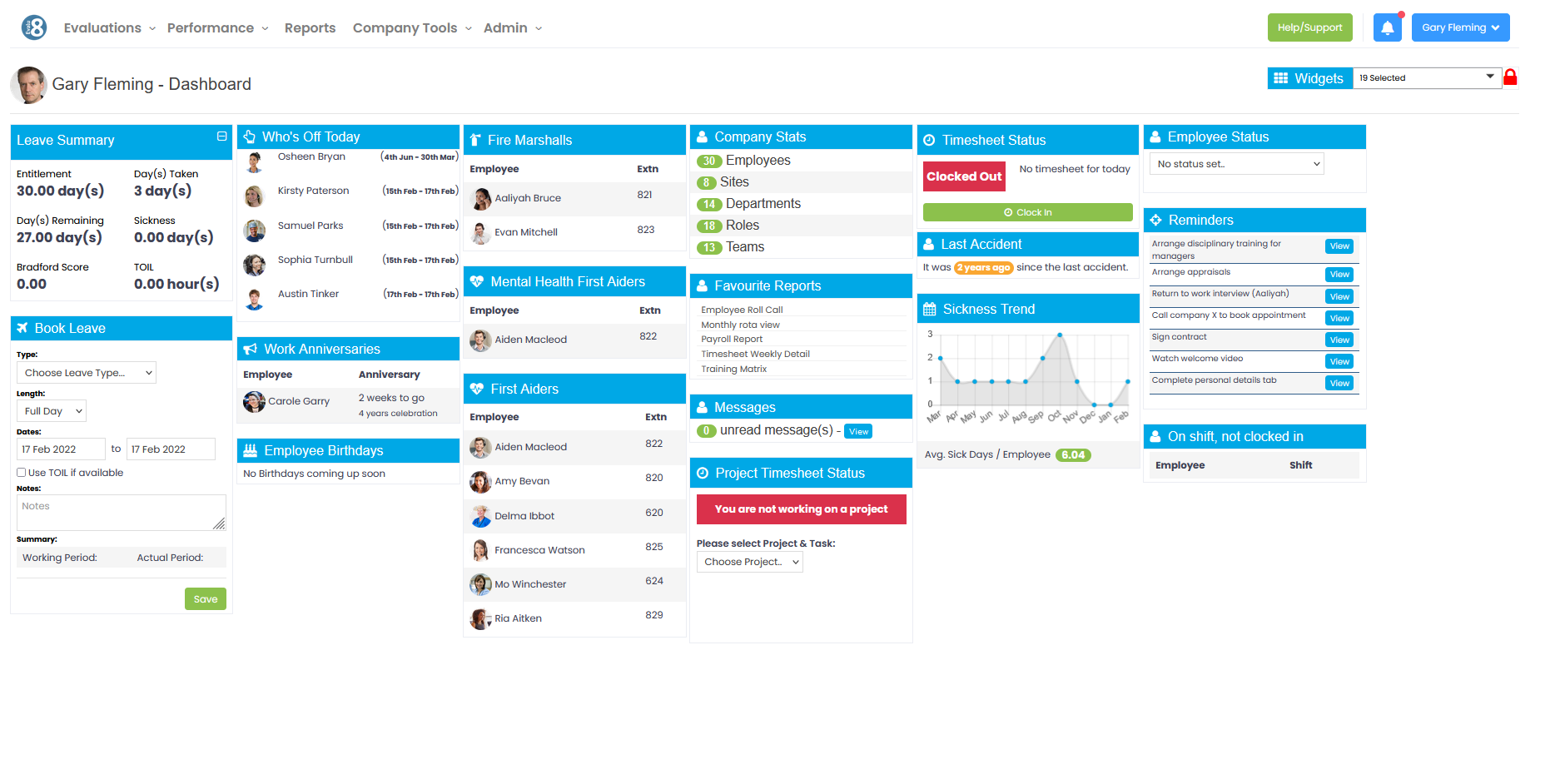 screenshot of Evalu-8 HR